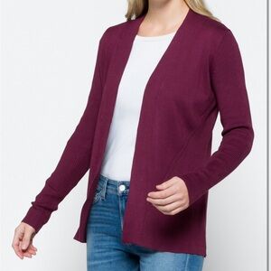 Open-Front Women's Cardigan Sweater in Plum